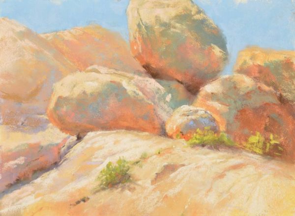 Jumbo Rocks, 9 x 12 plein air pastel painting by Sharon Bamber