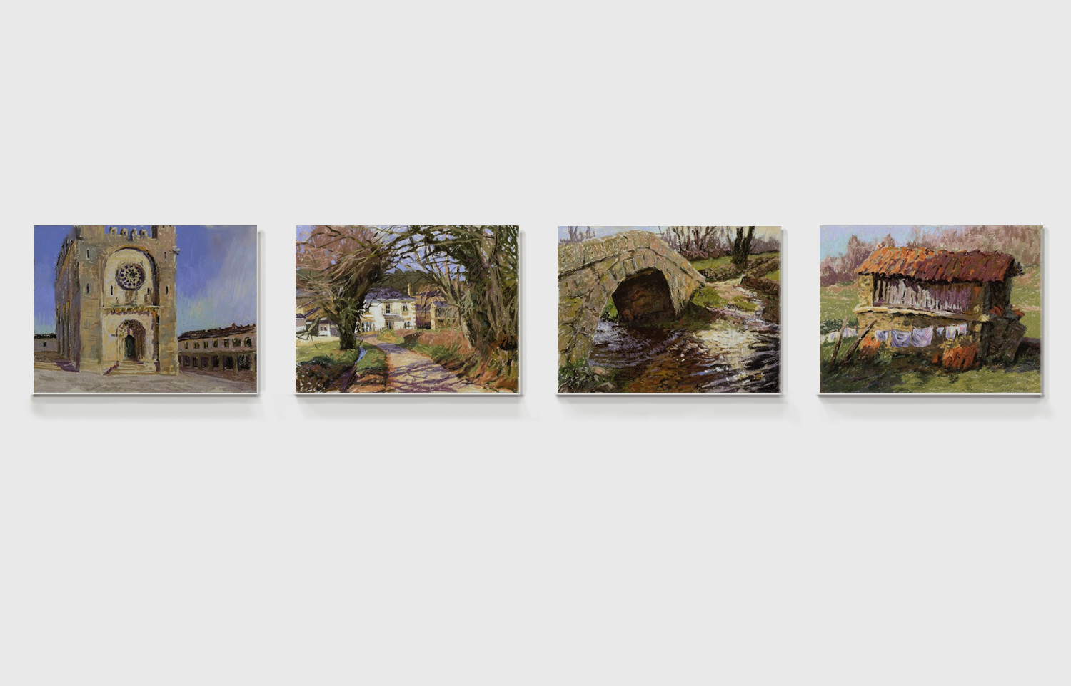 selection of paintings by sharon bamber from 1000 Miles Walking & Painting the Way of St James